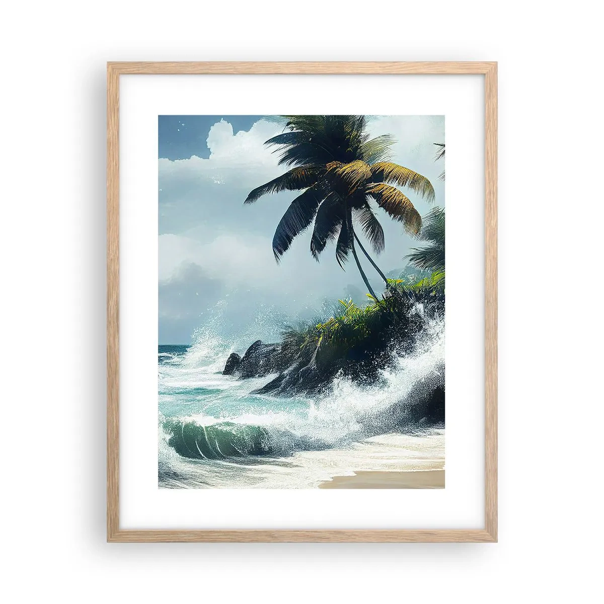 Affisch i ram av ljusek - På en tropisk strand - 40x50 cm