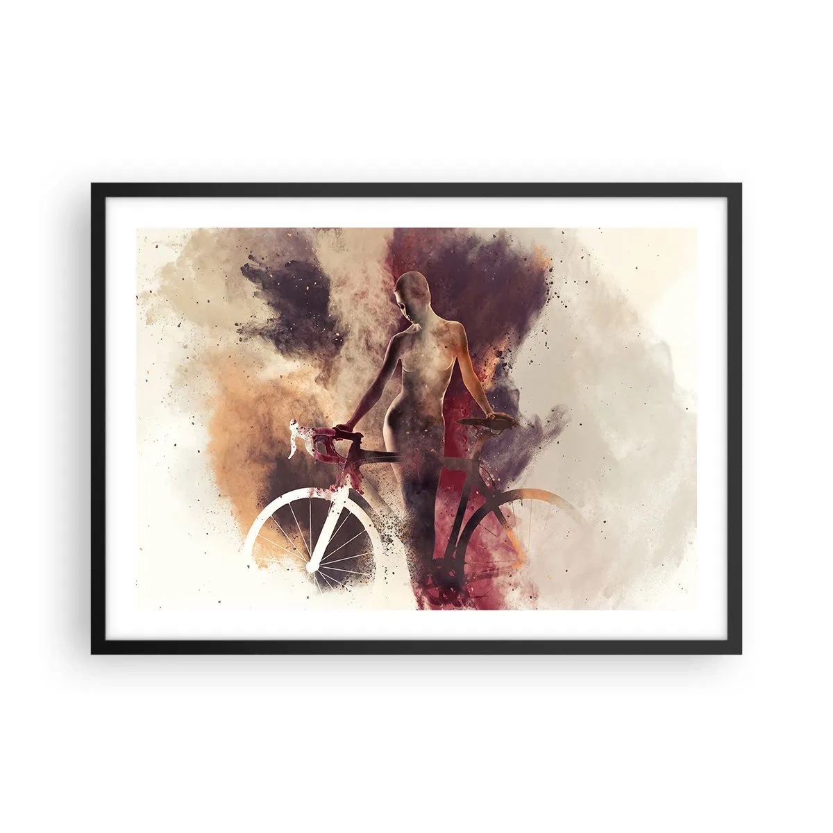 Affisch i svart ram - Cyklelsjäl i marmorform - 70x50 cm