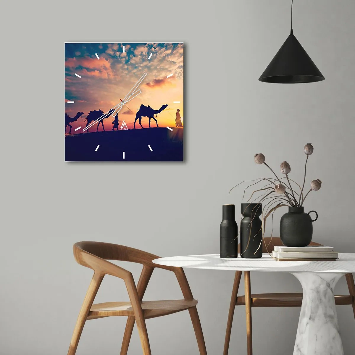 Väggklocka - Klocka på glas - Orientens hemliga ande - 40x40 cm