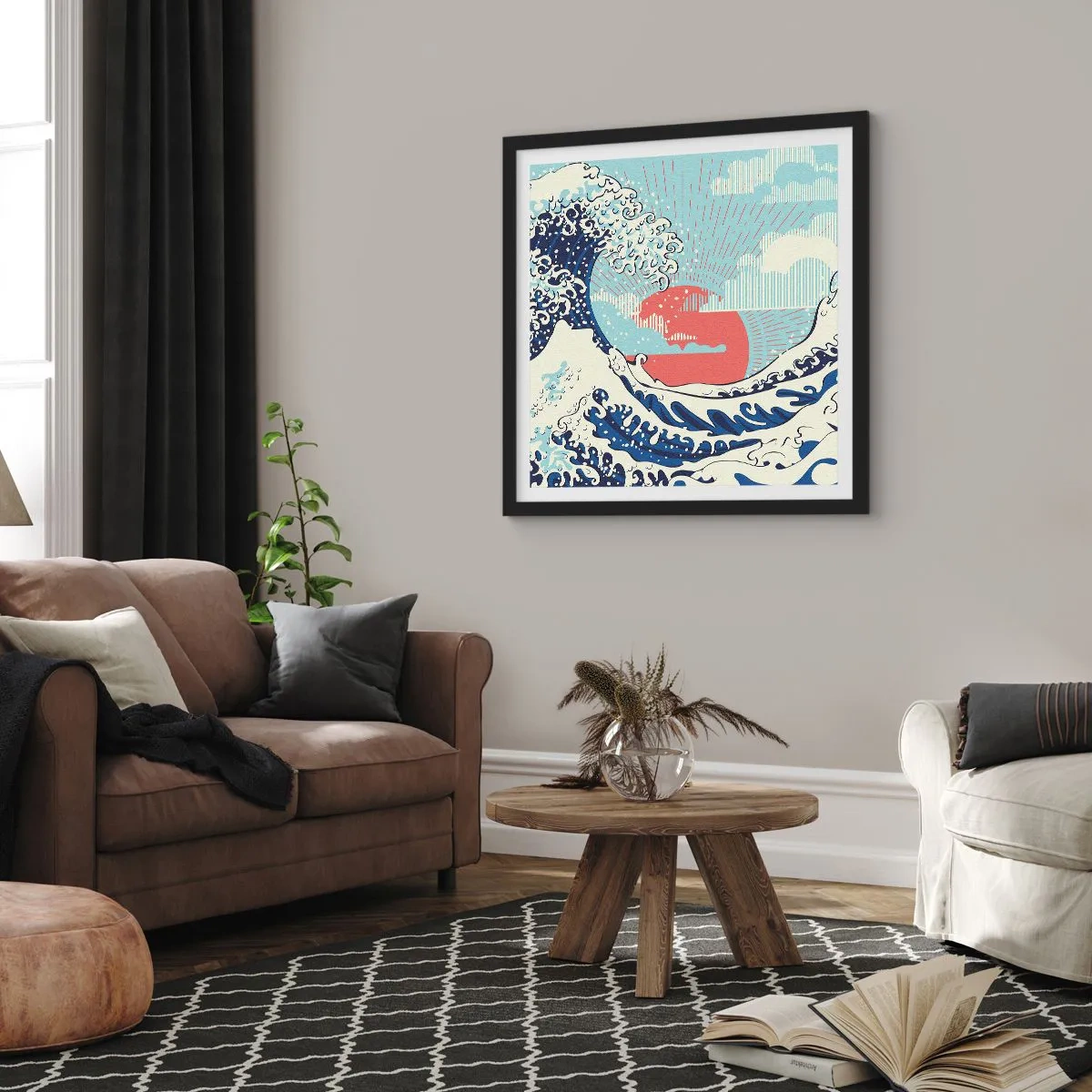 Affisch i svart ram - Ur japanska inspirationer - 40x40 cm