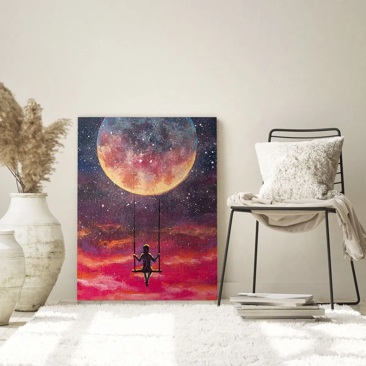 Glastavla - Bild på glas - Sväva i molnen - 50x70 cm