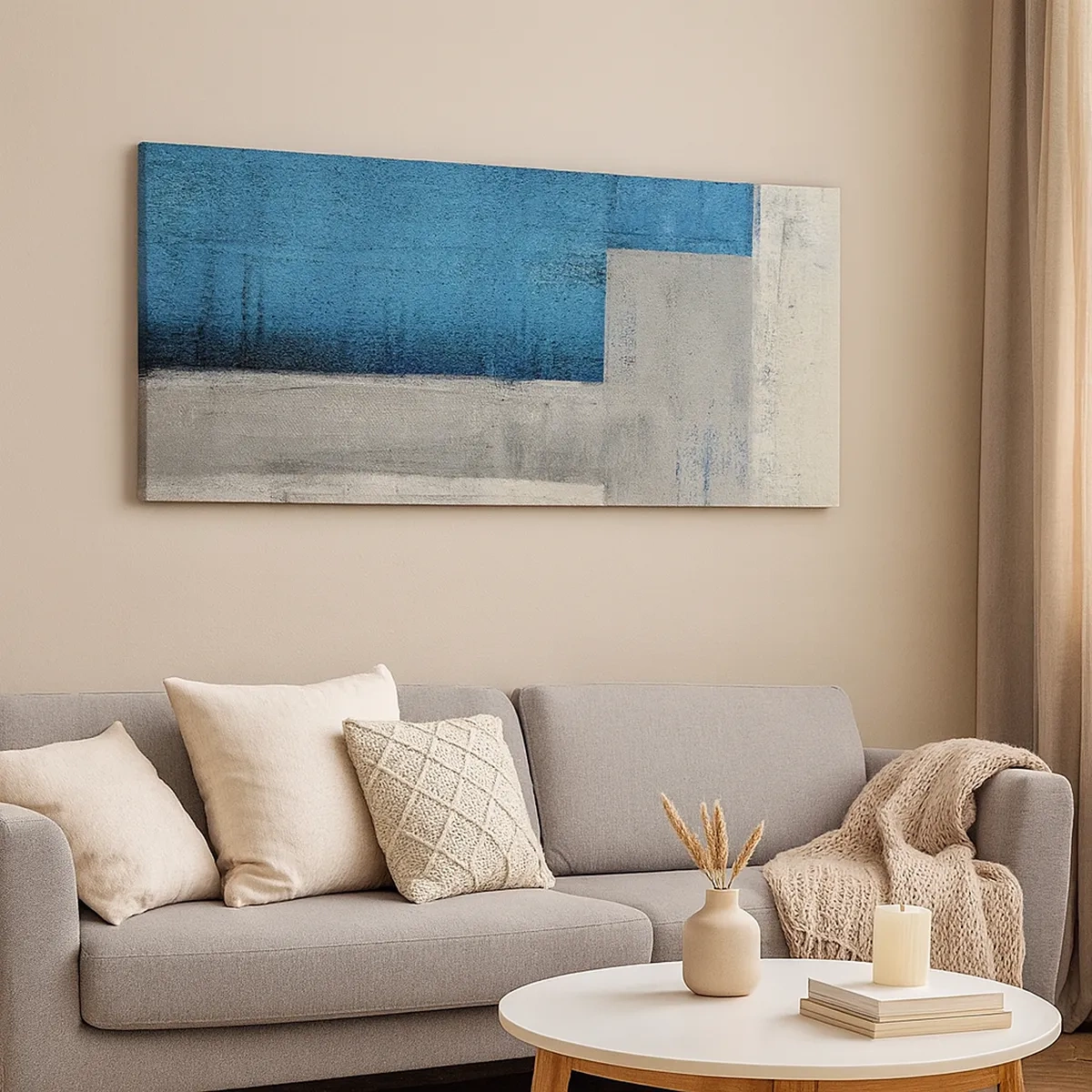 Canvastavla - Bild på duk - Poetisk komposition av grått och blått - 30x30 cm