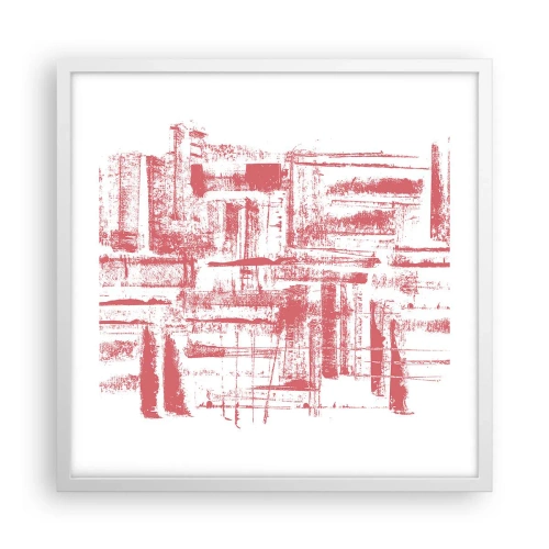Affisch i vit ram - Röd stad - 50x50 cm