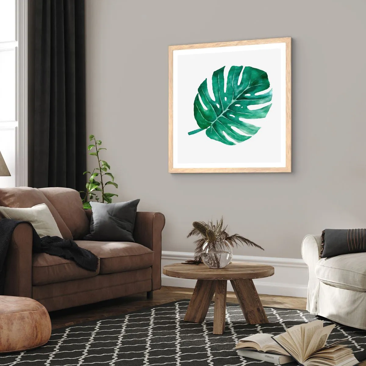 Affisch i ram av ljusek - Grönt koncept - 40x40 cm