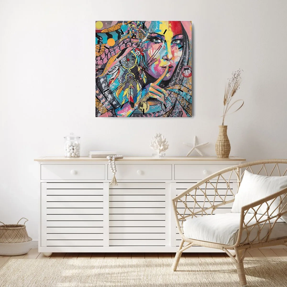 Väggklocka - Klocka på glas - Var tyst tills du förstår - 40x40 cm