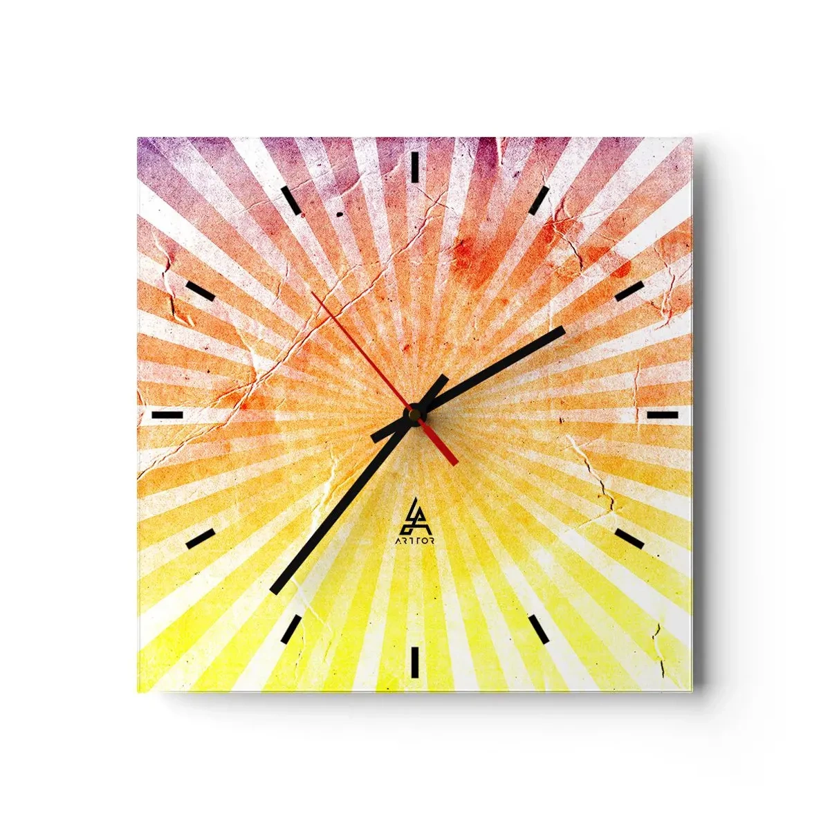 Väggklocka - Klocka på glas - Solupp- och nedgångar - 30x30 cm