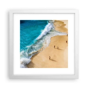 Affisch i vit ram - Och sedan solen, stranden... - 30x30 cm