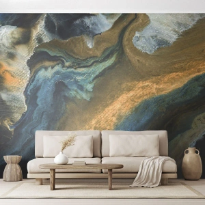 Fototapet Premium Canvas - Blå – gul – ömsesidiga influenser - Abstraktion, Bit, Grafik - 350x256 cm