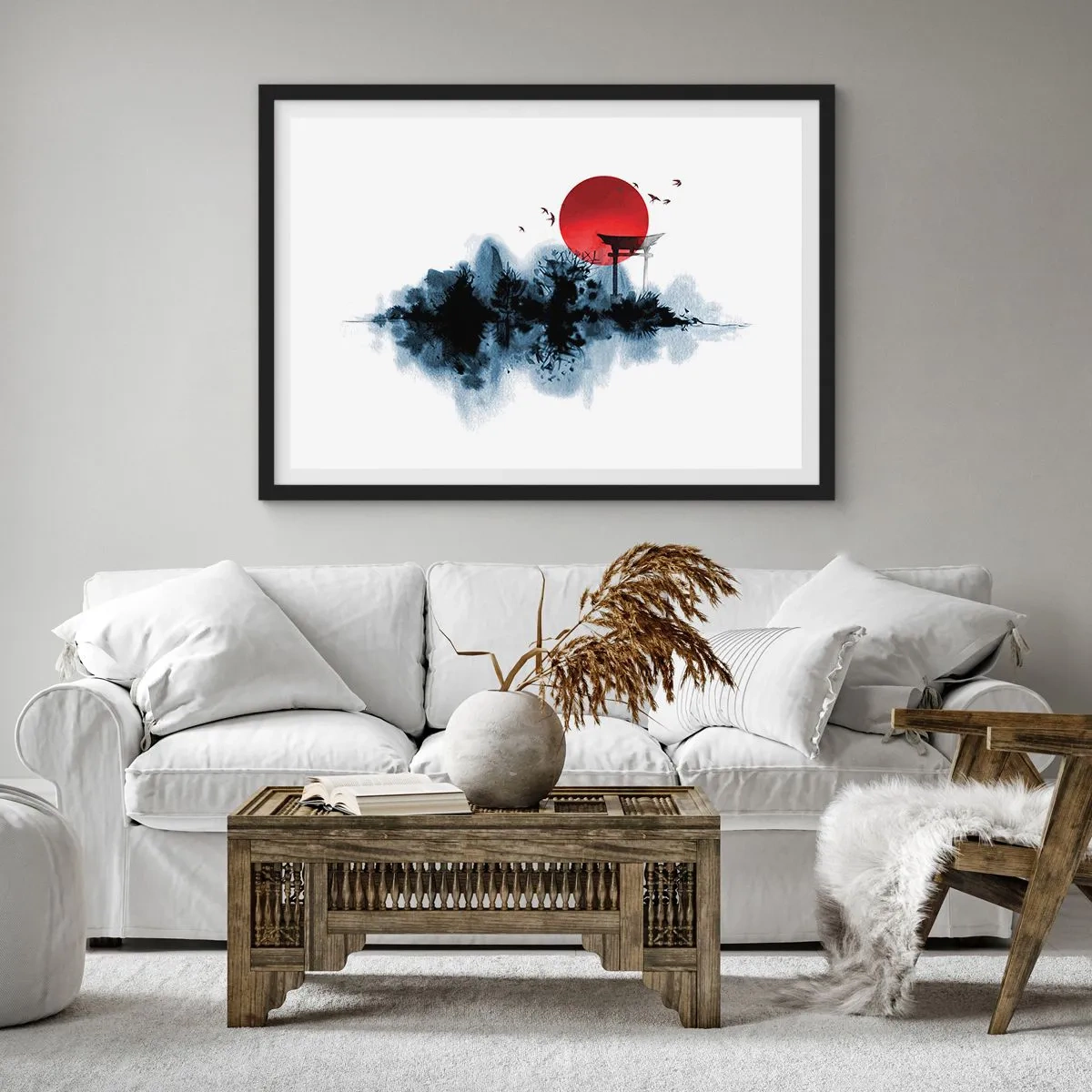 Affisch i svart ram - Japansk utsikt - 50x40 cm