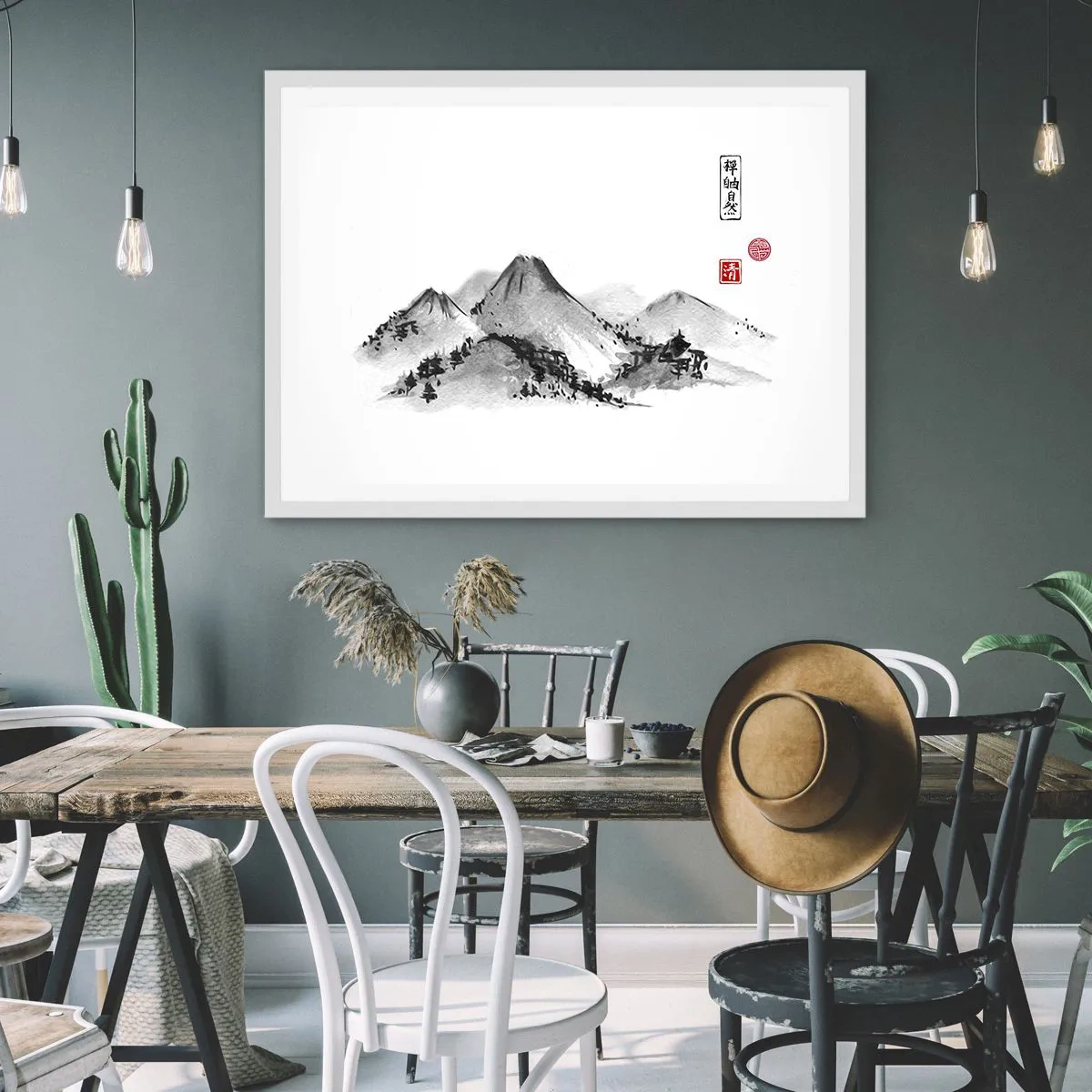 Affisch i vit ram - Bortom fjällen - 50x40 cm