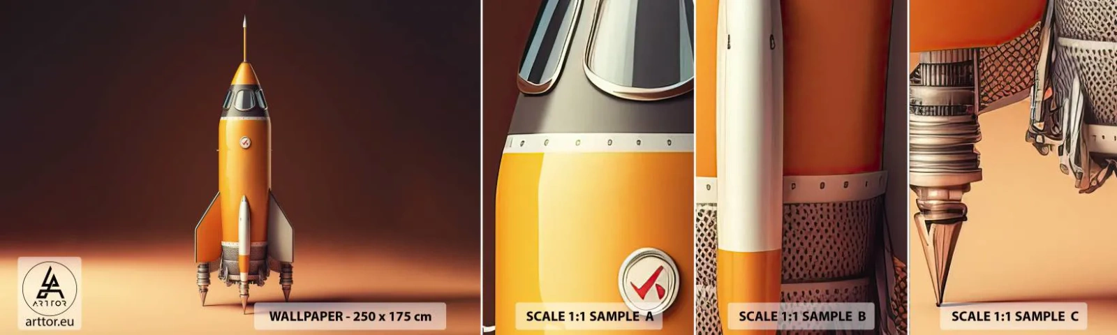 Fototapet Prov Standard Eco - Det börjar med en dröm - En rymdraket, Penna, Vetenskap - 100x30 cm