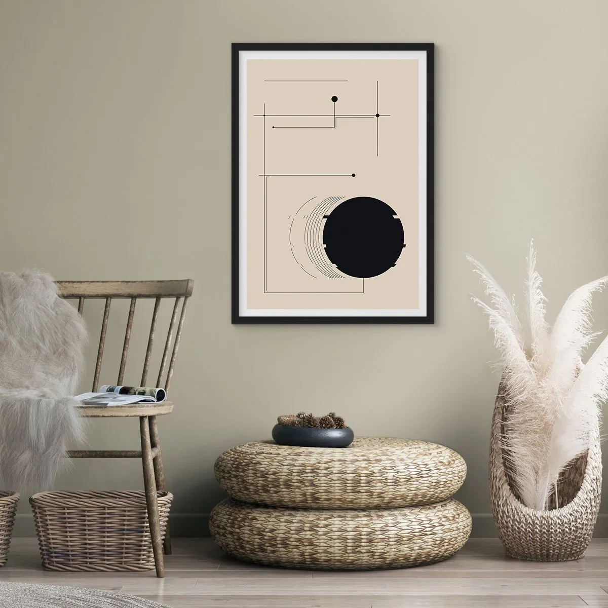 Affisch i svart ram - Fjädrande och dynamisk komposition - 40x50 cm