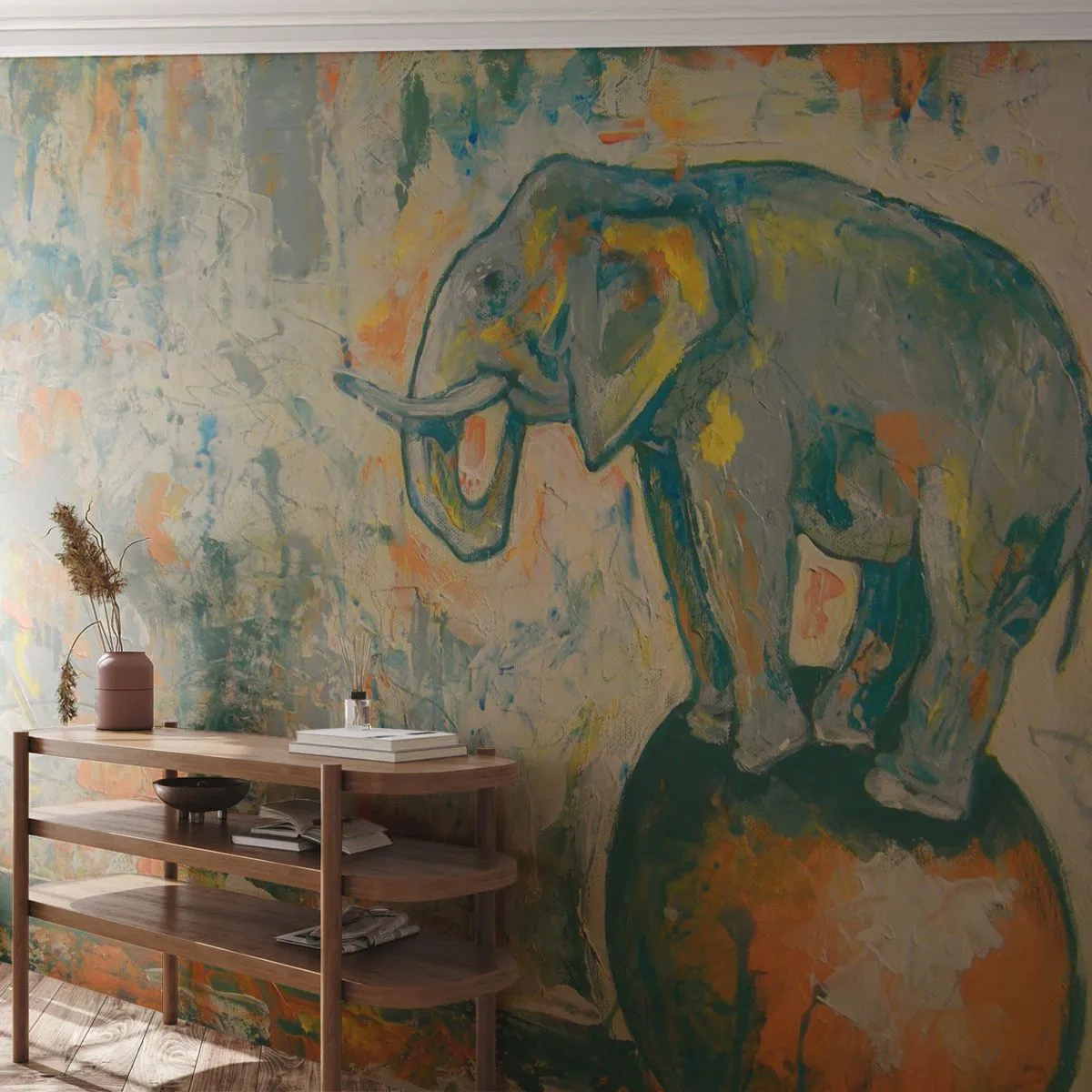 Självhäftande Fototapet Deluxe Sticker - Länge leve cirkus - Abstraktion, Elefant, Cirkus - 250x175 cm