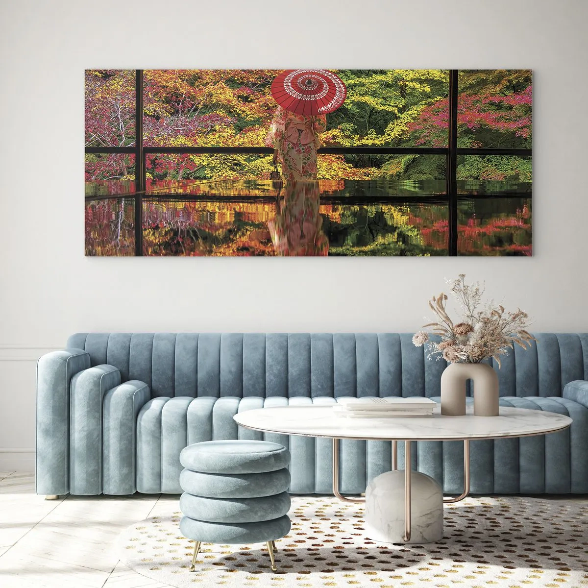 Glastavla - Bild på glas - I naturens tempel - 100x40 cm