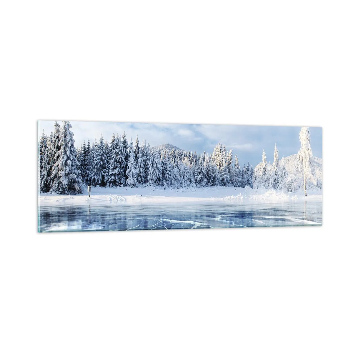 Glastavla - Bild på glas - Bedårande och kristallisk vy - 90x30 cm