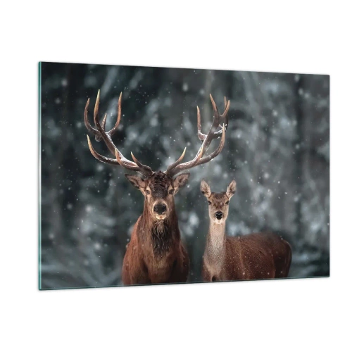 Glastavla - Bild på glas - Skogens herre med hustrun - 120x80 cm