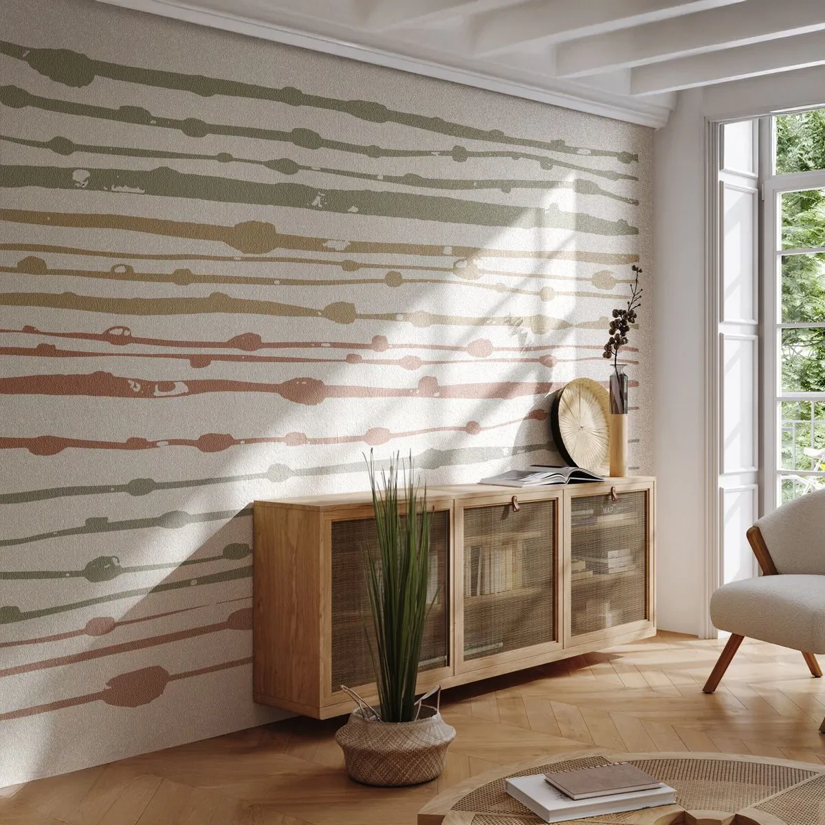 Fototapet Premium Sand - Musikalisk färgnotation - Minimalism, Pastell, Bit - 350x256 cm