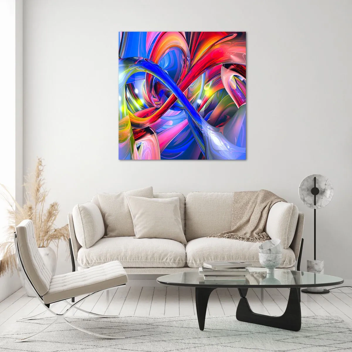 Glastavla - Bild på glas - Färgdans - 30x30 cm