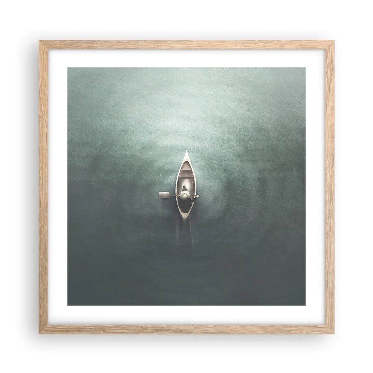 Affisch i ram av ljusek - Över en månbelyst sjö - 50x50 cm