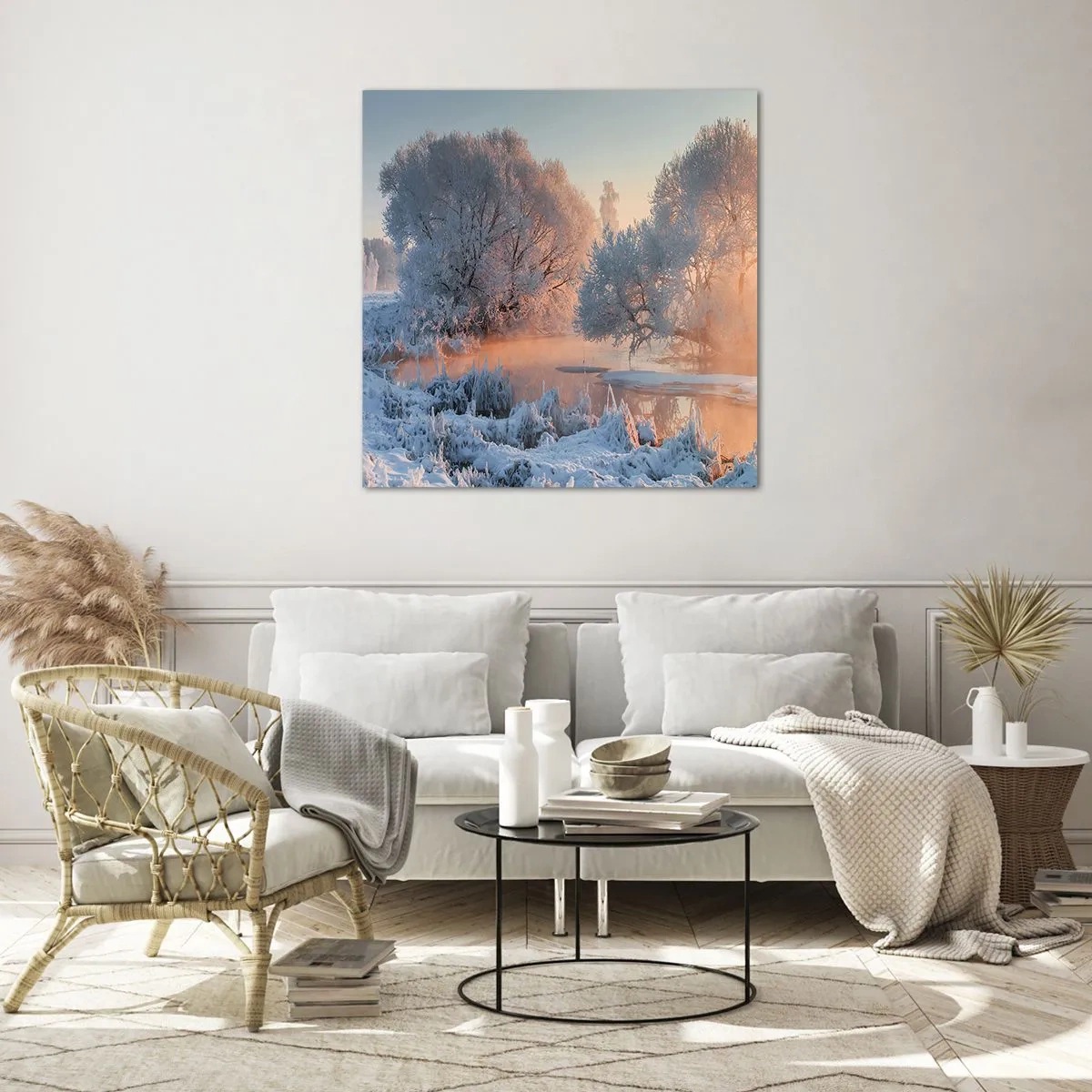 Glastavla - Bild på glas - Allt glittrar i solens kristall - 60x60 cm