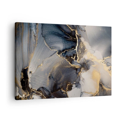 Canvastavla - Bild på duk - Abstrakt guld och grått på duk - 70x50cm - En stens liv - Modern väggdekoration för vardagsrum och sovrum ARTTOR