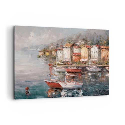 Canvastavla - Bild på duk - Romantisk hamn - 100x70 cm