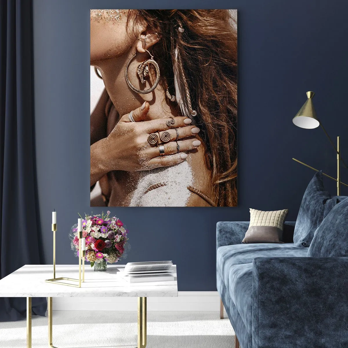 Glastavla - Bild på glas - Vilda strandens drottning - 50x70 cm