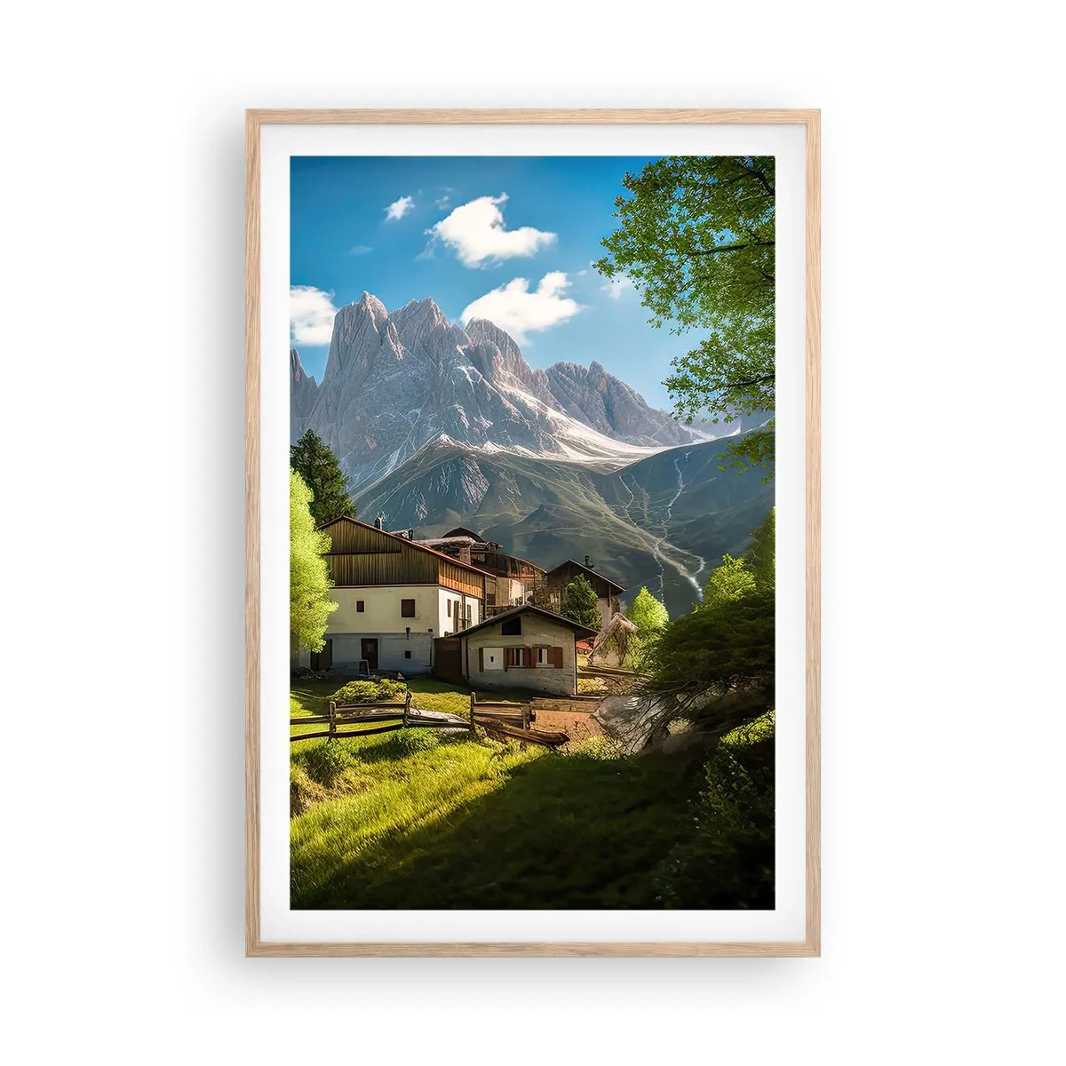 Affisch i ram av ljusek - Alpin idyll - 61x91 cm