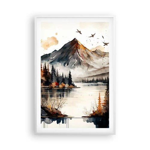 Affisch i vit ram - Gyllene höst i fjällen - 61x91 cm
