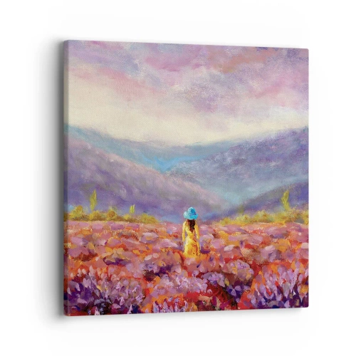 Canvastavla - Bild på duk - I lavendelsvärld - 40x40 cm