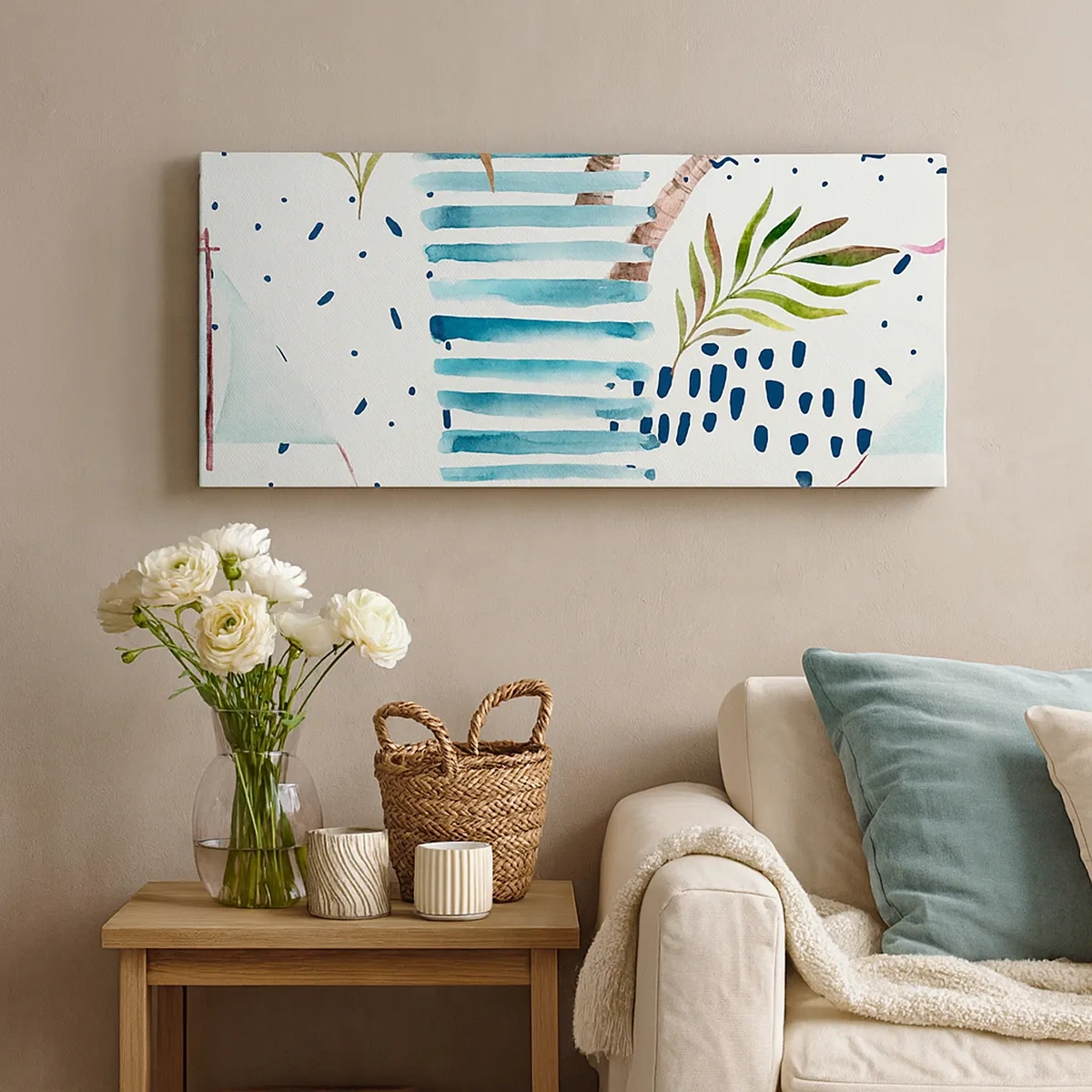 Canvastavla - Bild på duk - Semester under palmerna - 30x30 cm