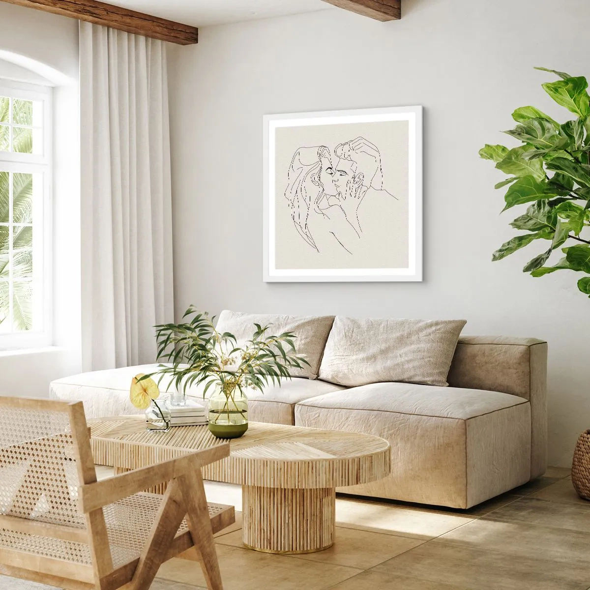 Affisch i vit ram - I kärlekens famn - 50x50 cm