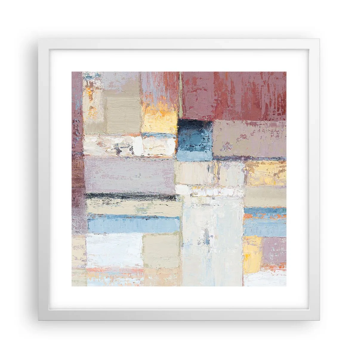 Affisch i vit ram - Geometrins lugn - 40x40 cm