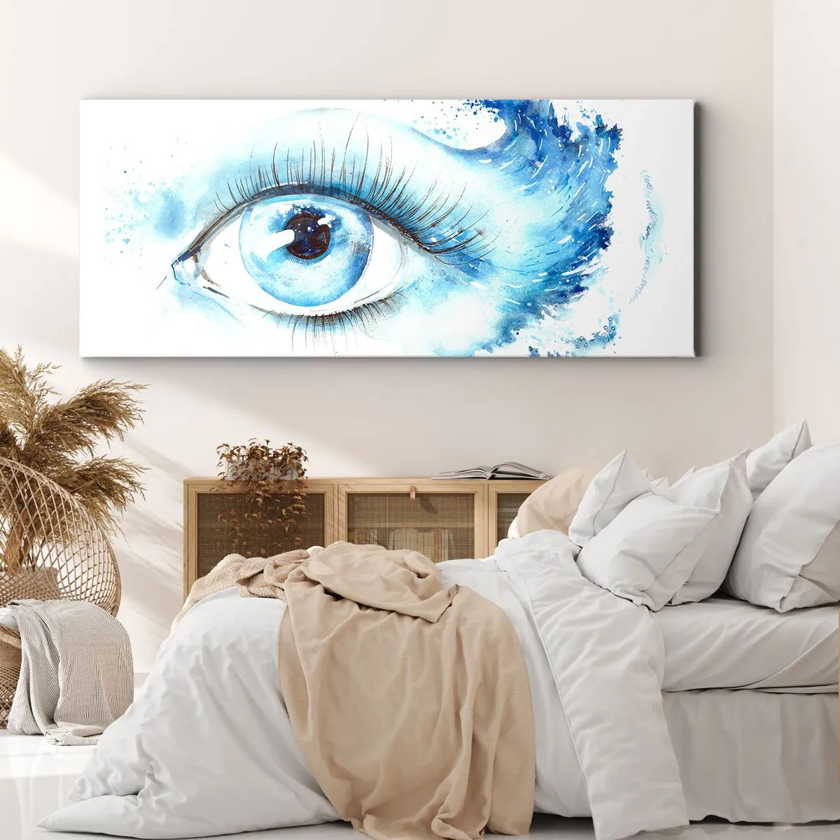 Canvastavla - Bild på duk - Doppa sig i den blåa blicken - 120x50 cm