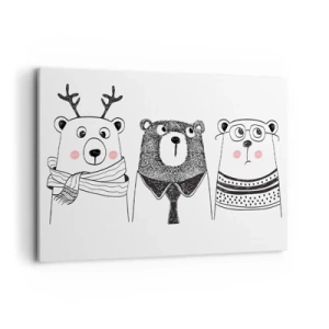 Canvastavla - Bild på duk - Tre björnar  - 100x70 cm