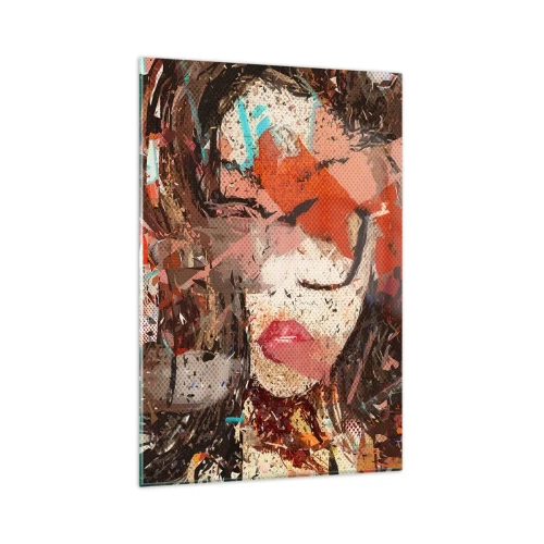 Glastavla - Bild på glas - Ingen vet på riktigt hurdan du är - 80x120 cm