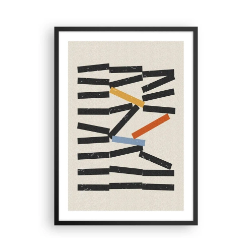 Affisch i svart ram - Abstrakt geometrisk komposition med färgglada accenter - 50x70cm - Domino - komposition - Modern väggdekoration för vardagsrum och sovrum ARTTOR