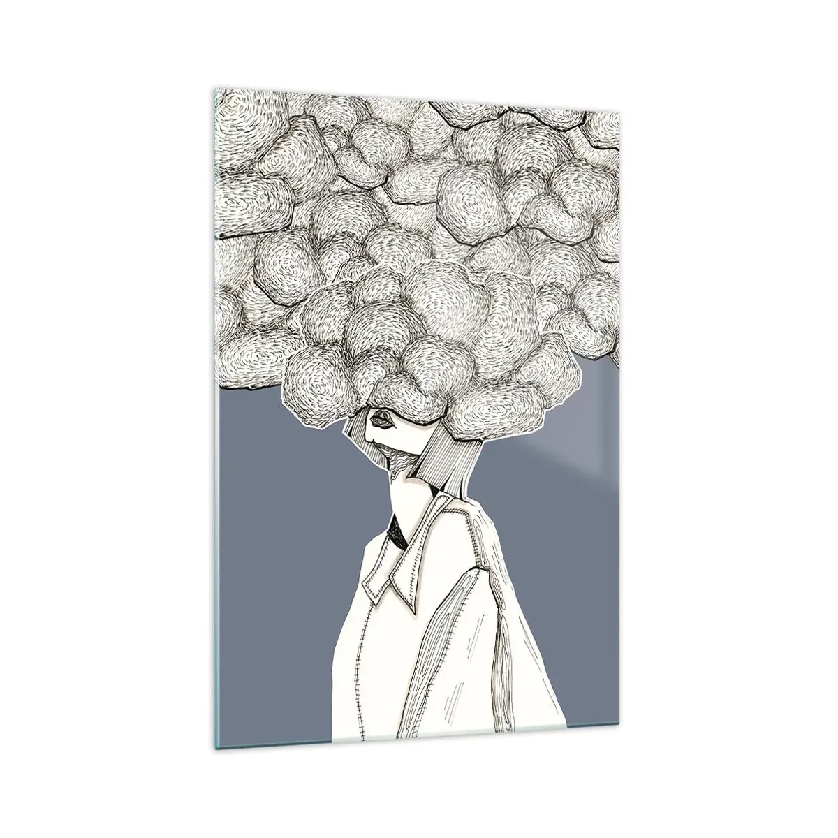 Glastavla - Bild på glas - Med huvudet i molnen - 70x100 cm