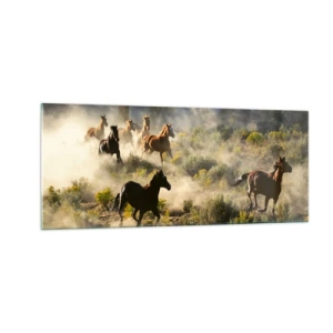 Glastavla - Bild på glas - Tävlande - frihet eller manlig styrka? - 100x40 cm