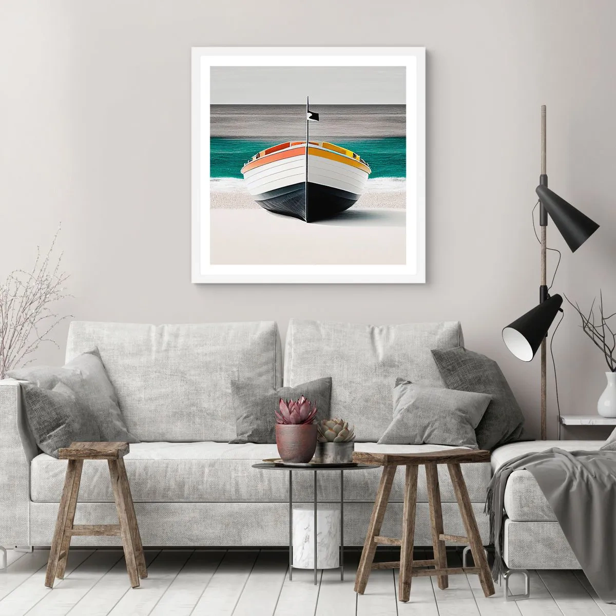 Affisch i vit ram - På sin plats - 60x60 cm