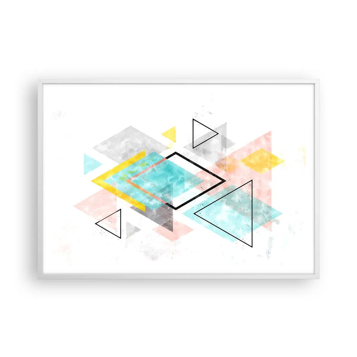 Affisch i vit ram - Geometriskt spel - 100x70 cm