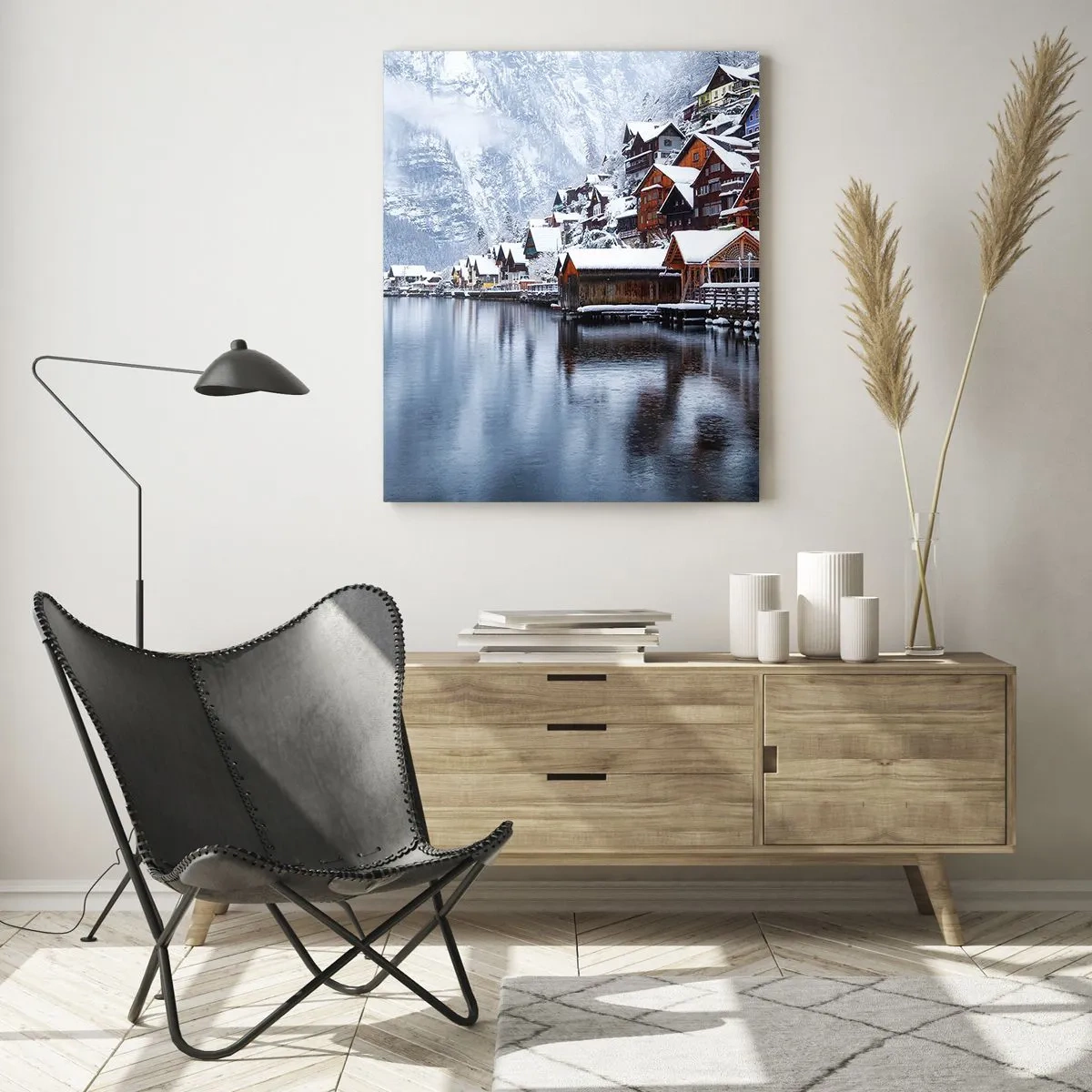 Glastavla - Bild på glas - I vinterns dräkt - 50x70 cm