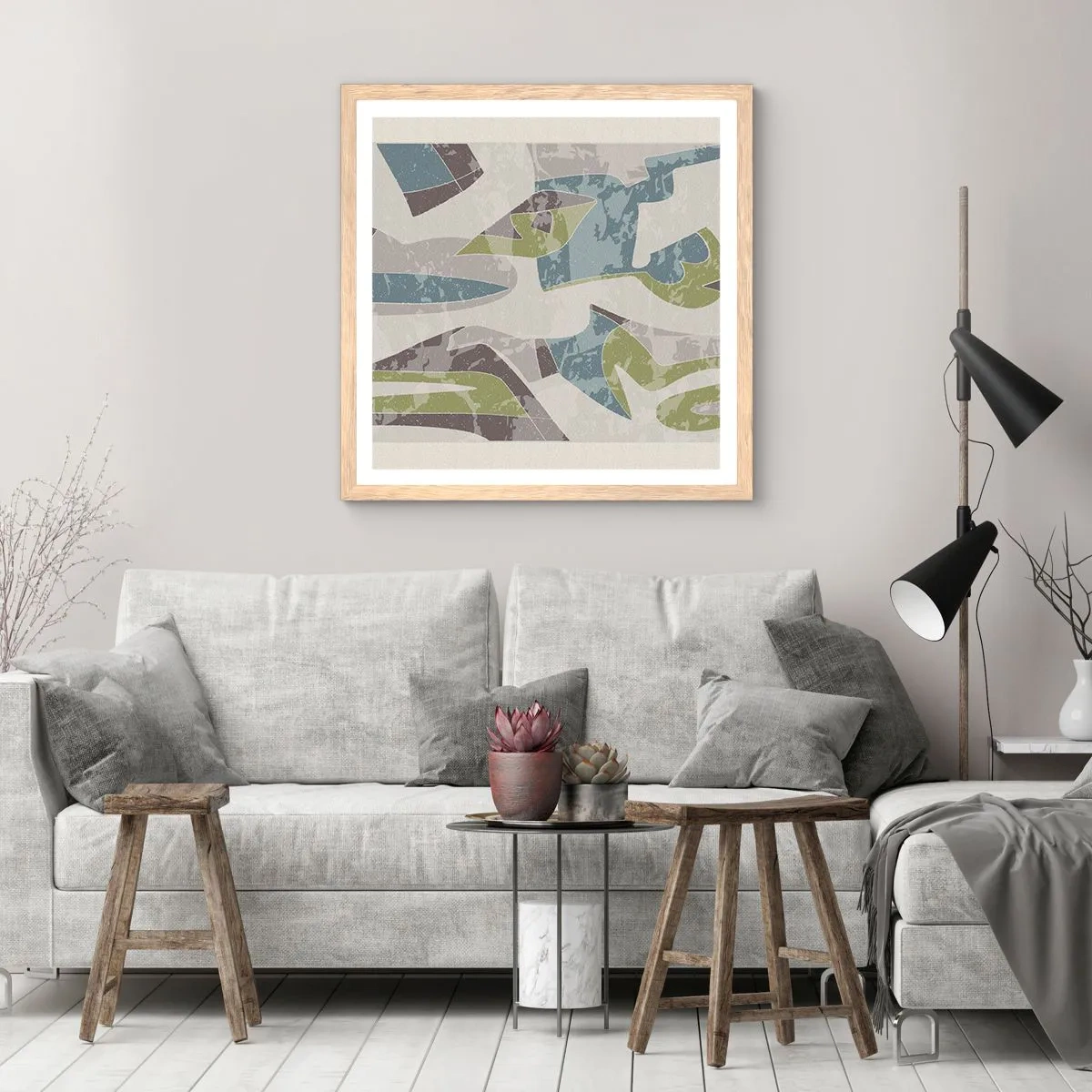 Affisch i ram av ljusek - Komposition bakom glas - 60x60 cm