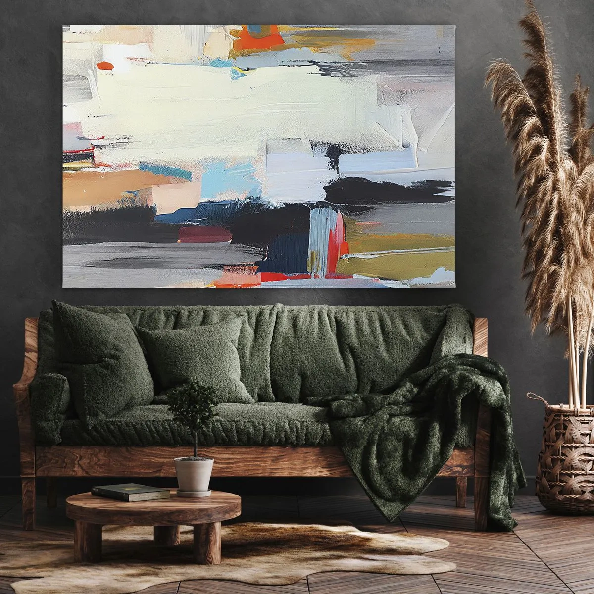 Canvastavla - Bild på duk - Färgglad abstraktion med dynamiska penseldrag - 70x50cm - Finns det någon metod? - Modern väggdekoration för vardagsrum och sovrum ARTTOR