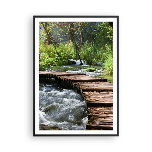 Affisch i svart ram - Över skummande kaskad - 70x100 cm