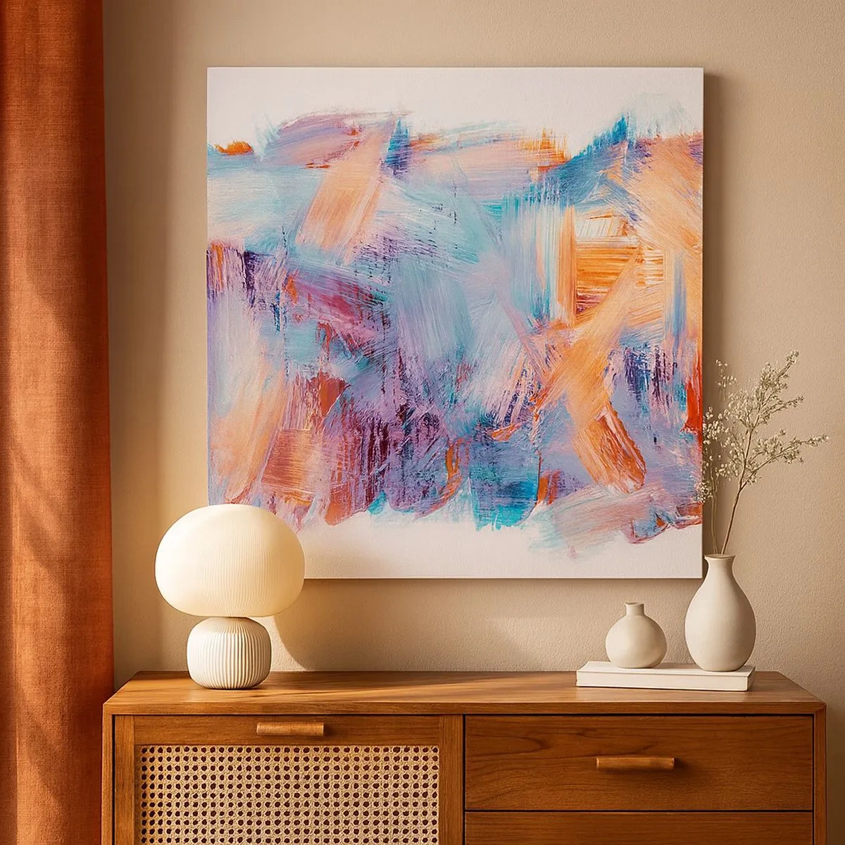 Canvastavla - Bild på duk - Färgglad röra - 30x30 cm