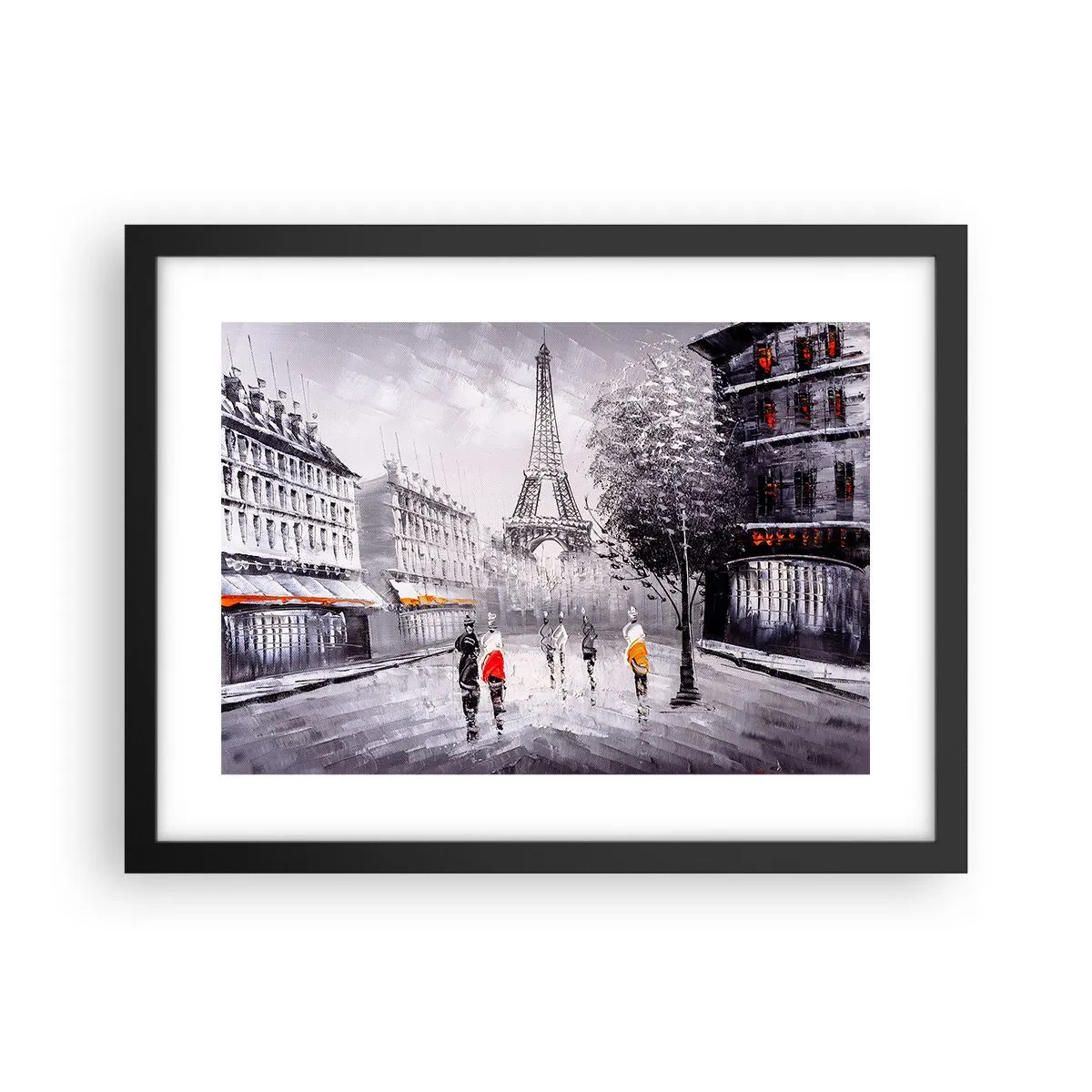 Affisch i svart ram - Promenad i Paris - 40x30 cm
