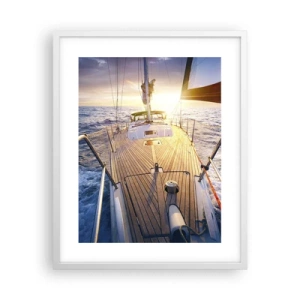 Affisch i vit ram - Springa på vågorna - 40x50 cm