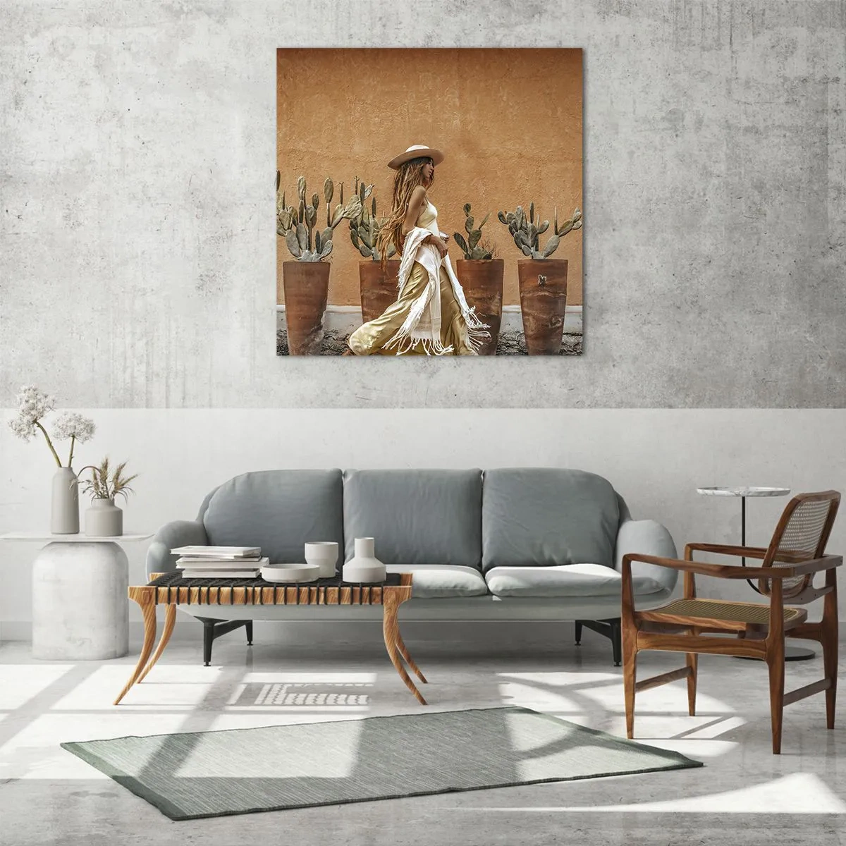 Glastavla - Bild på glas - I hippiestil - 50x50 cm