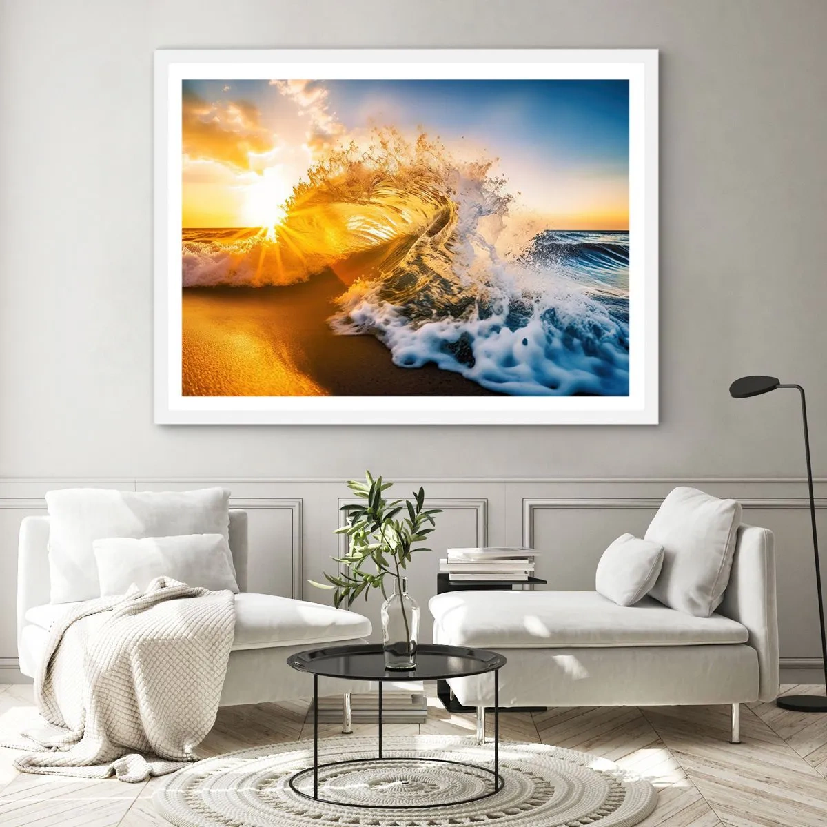 Affisch i vit ram - Lek i sanden - 100x70 cm